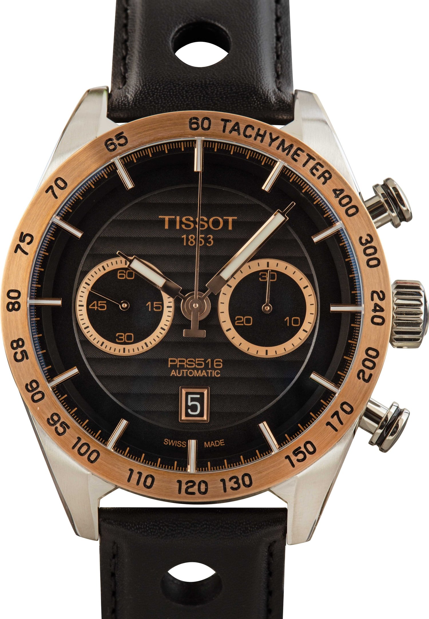 Tissot PRS 516 Automated Chronograph in Metal and Rose Gold